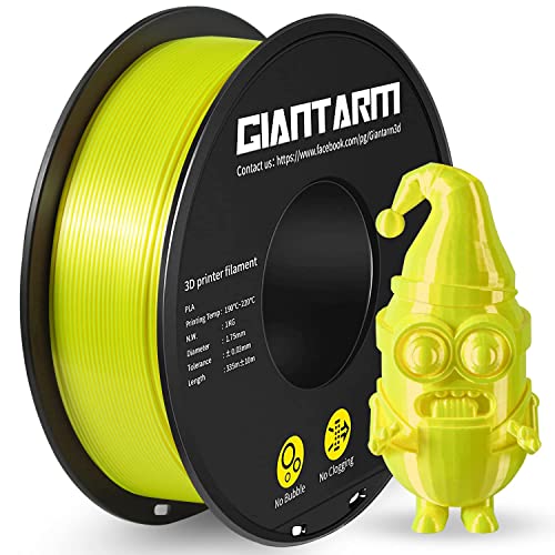 GIANTARM Silk PLA Filament 1.75mm, 3D Drucker Filament PLA 1kg Spule, Silk Gelb von GIANTARM