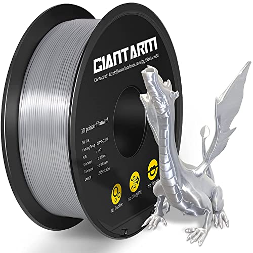 GIANTARM Silk PLA Filament 1.75mm, 3D Drucker Filament PLA 1kg Spule, Silk Silber von GIANTARM