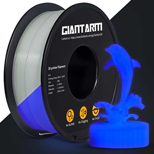 GIANTARM Leuchtet PLA Filament 1,75 mm,Glow In The Dark, Maßgenauigkeit: ±0,02 mm, 3D-Druck-Filament 1 kg 1 Spule,Luminous Violett von GIANTARM