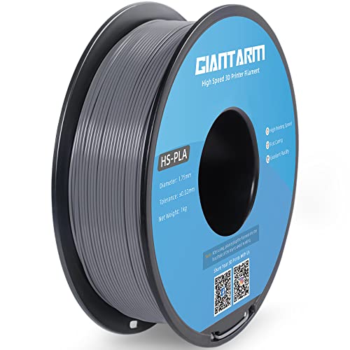 GIANTARM HS-PLA Filament 1,75 mm, PLA-Filament für Hochgeschwindigkeits-3D-Druck, schnelle Aushärtung, bessere Liquidität, 1 kg grau von GIANTARM