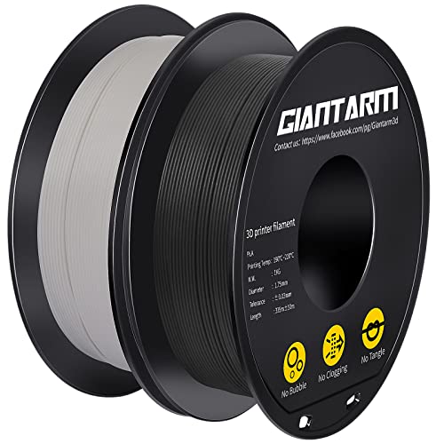 GIANTARM Matte PLA Filament, 1,75 mm Filament für 3D-Drucker 2 kg Spule, Matte Schwarz + Weiß von GIANTARM