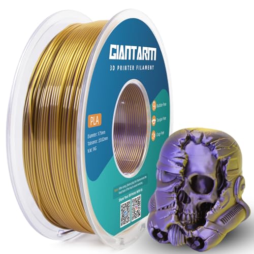 GIANTARM Silk PLA Filament 1,75 mm (±0,02 mm) für 3D-Drucker, 1 Rolle vakuumverpackt, PLA Silky Dual Color Filament 1 kg, Seiden zweifarbig Gold + Lila von GIANTARM