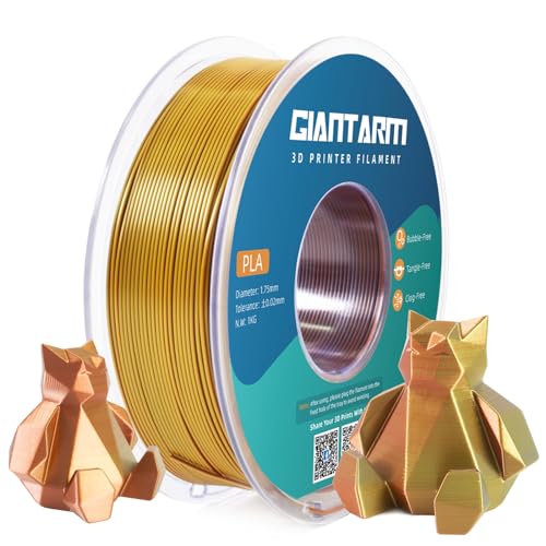 GIANTARM Silk PLA Filament 1.75mm(±0.02mm) für 3D Drucker, 1kg, 1 Rolle vakuumverpackt,PLA Silk-like tricolor, Gold+Grün+Rosa… von GIANTARM