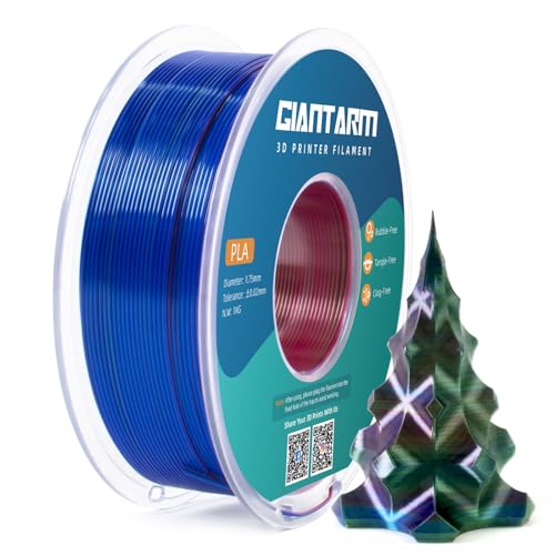 GIANTARM Silk PLA Filament 1.75mm(±0.02mm) für 3D Drucker, 1kg, 1 Rolle vakuumverpackt,PLA Silk-like tricolor, Rot+Grün+Blau… von GIANTARM