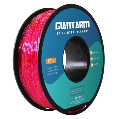 GIANTARM TPU Filament 1,75 mm für 3D-Drucker 1kg, Transparent Pink von GIANTARM