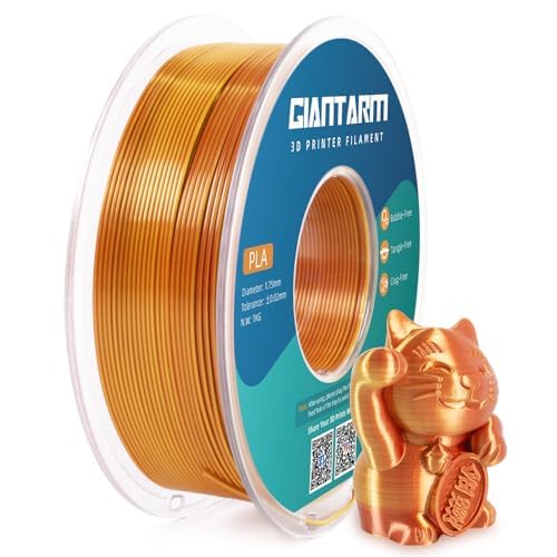 GIANTARM Zweifarbig Seiden PLA Filament 1.75mm(±0.02mm) 1kg, für 3D Drucker, 1 Rolle vakuumverpackt,glänzend Schöner Farbwechseleffekt,PLA Silk Dual color, Gold+Kupfer von GIANTARM