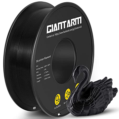 GIANTARM PLA Filament 1.75mm,3D Drucker Filament PLA 1kg,MaBgenauigkeit +/- 0,02mm,3D-Druckmaterialien,PLA Schwarz von GIANTARM