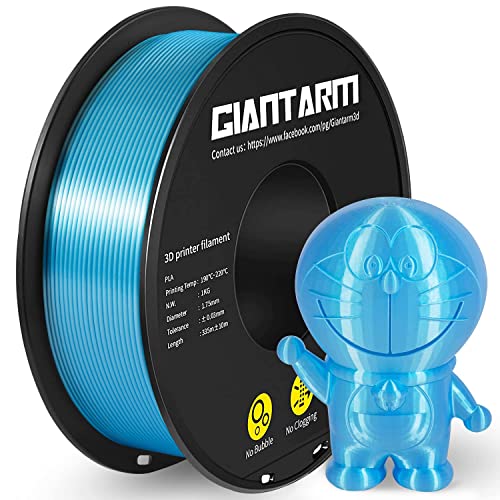 GIANTARM Silk PLA Filament 1.75mm, 3D Drucker Filament PLA 1kg Spule, Silk Sky Blue von GIANTARM