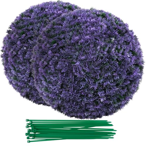 GIANTEX 2 Stück Buchsbaumkugel 38cm, Kunstpflanze UV-beständig, Buchsbaum Kugel Kunstlavendel, künstliche Pflanze, Formschnittball Kunstbaum, dekorative Kugeln Buchskugel Kugelpflanzen Dekopflanze von GIANTEX