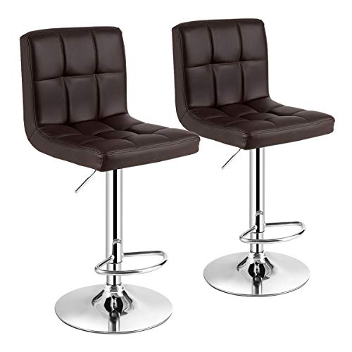 GIANTEX 2er Set Barhocker höhenverstellbar 65-85 cm, Barstuhl 360° drehbar mit Fußstütze, Tresenhocker Bistrohocker bis 150kg Belastbar, Küchenhocker Sitzhocker aus PU & Metall, für Bar Café Küche von GIANTEX