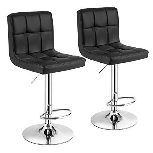 GIANTEX 2er Set Barhocker höhenverstellbar 65-85 cm, Barstuhl 360° drehbar mit Fußstütze, Tresenhocker Bistrohocker bis 150kg Belastbar, Küchenhocker Sitzhocker aus PU & Metall, für Bar Café Küche von GIANTEX