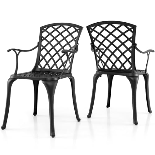 Giantex 2er Set Gartenstuhl, Garten Bistrostuhl Aluminiumguss, Garten Essstuhl Balkonstuhl Terrassenstuhl ergonomisch mit Rücken- & Armlehnen, Gartensessel Sessel Stuhl Antik, bis 110 kg belastbar Giantex 2er Set Gartenstuhl, Garten Bistrostuhl Aluminiumguss, Garten Essstuhl Balkonstuhl Terrassenstuhl ergonomisch mit Rücken- & Armlehnen, Gartensessel Sessel Stuhl Antik, bis 110 kg belastbar von Giantex