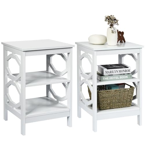 GIANTEX 2er Set Nachttisch, Beistelltisch Nachtschrank Holz 3 Ebenen, kleine Nachtkommode Nachtkonsole, Sofatisch Couchtisch Flurtisch Telefontisch für Wohnzimmer Schlafzimmer 40x40x61cm Weiß GIANTEX 2er Set Nachttisch, Beistelltisch Nachtschrank Holz 3 Ebenen, kleine Nachtkommode Nachtkonsole, Sofatisch Couchtisch Flurtisch Telefontisch für Wohnzimmer Schlafzimmer 40x40x61cm Weiß von GIANTEX