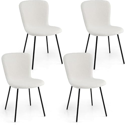 GIANTEX 4 er Set Esszimmerstühle, Gepolsterte Küchenstühle Wohnzimmerstühle, Essstühle mit Rückenlehne, armlose Polsterstühle mit Metallbeinen, bis 150kg Belastbar, Stuhlset 4er Esszimmer, 47x58x86 cm von GIANTEX