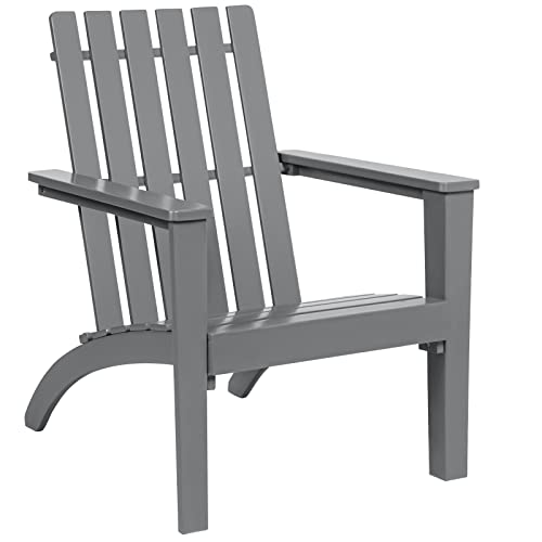 GIANTEX Adirondack Gartenstuhl, Adirondack Stuhl Balkon Akazienholz, Gartenstuhl Sessel rustikal, belastbar bis 160kg, Holzliege ergonomisch für Garten, Balkon, Terrasse (Grau) von GIANTEX