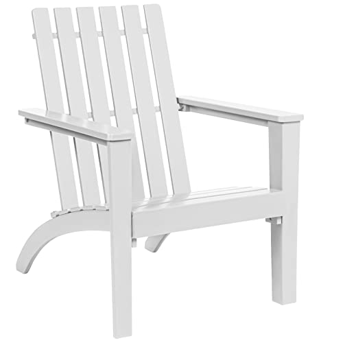 GIANTEX Adirondack Gartenstuhl, Adirondack Stuhl Balkon Akazienholz, Gartenstuhl Sessel rustikal, belastbar bis 160kg, Holzliege ergonomisch für Garten, Balkon, Terrasse (Weiß) von GIANTEX
