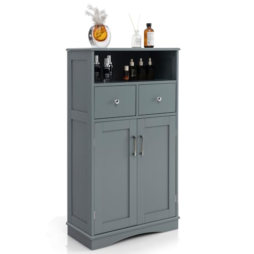 GIANTEX Badezimmerschrank, Badschrank Badmöbel Holz, Beistellschrank mit 2 Schubladen & 2 Türen & Verstellbare Regalebene, Badkommode Aufbewahrungsschrank Freistehend, Mehrzweckschrank 60x30x108 cm GIANTEX Badezimmerschrank, Badschrank Badmöbel Holz, Beistellschrank mit 2 Schubladen & 2 Türen & Verstellbare Regalebene, Badkommode Aufbewahrungsschrank Freistehend, Mehrzweckschrank 60x30x108 cm von GIANTEX