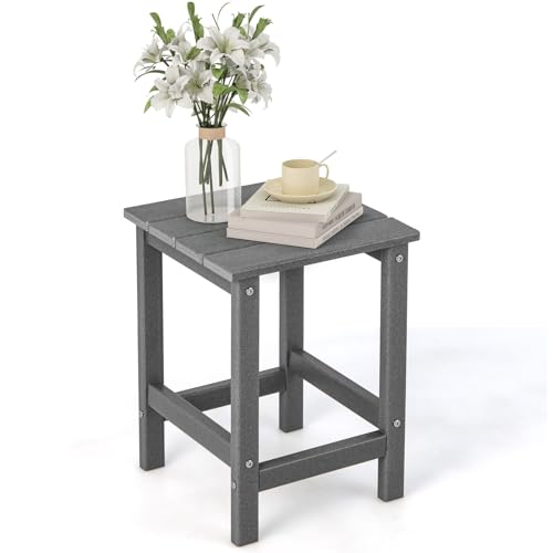 GIANTEX Balkontisch Gartentisch Klein, Garten Beistelltisch Wetterfest, Balkon Beistelltisch aus UV-beständigem HDPE, Patio Tisch bis 100 kg tragbar, Kleiner Tisch Outdoor 36x36x47 cm von GIANTEX