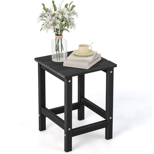 GIANTEX Balkontisch Gartentisch Klein, Garten Beistelltisch Wetterfest, Balkon Beistelltisch aus UV-beständigem HDPE, Patio Tisch bis 100 kg tragbar, Kleiner Tisch Outdoor 36x36x47 cm von GIANTEX