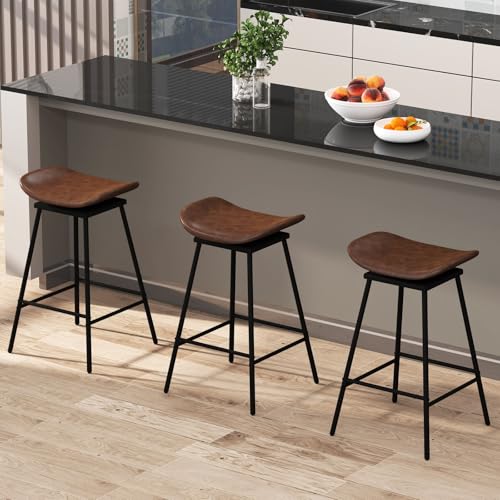 GIANTEX Barhocker 2er Set, Küchenhocker 360° Drehbar, Barstuhl Gepolstert mit Kunstleder, Thekenhocker mit Fußstütze, Bistrohocker Bar Hocker, Sitzhöhe 71,5 cm, Sitzhocker für Küche Esszimmer, Braun von GIANTEX