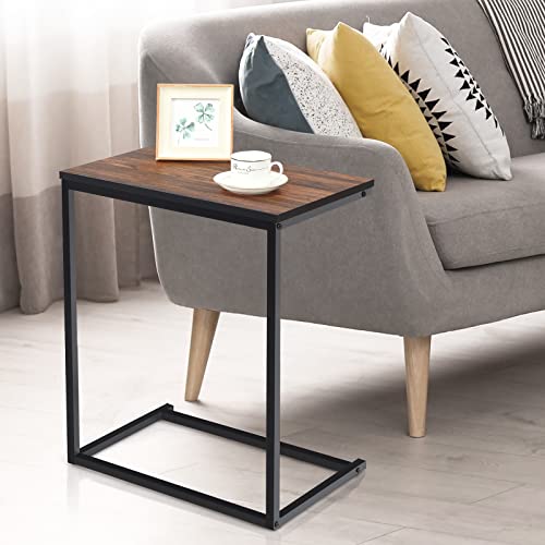 GIANTEX Beistelltisch C-Form, Laptoptisch aus Eisen & Metall, Kaffeetisch im Industrie-Design, Sofatisch Notebooktisch Pflegetisch Ablagetisch für Wohnzimmer, Schlafzimmer, Büro (Dunkle Holzfarbe) GIANTEX Beistelltisch C-Form, Laptoptisch aus Eisen & Metall, Kaffeetisch im Industrie-Design, Sofatisch Notebooktisch Pflegetisch Ablagetisch für Wohnzimmer, Schlafzimmer, Büro (Dunkle Holzfarbe) von GIANTEX
