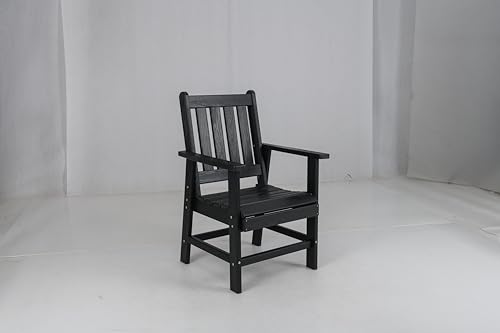 GIANTEX Essstuhl mit Armlehnen, wetterfester Gartenstuhmit Rückenlehne, Balkonstuhl aus Kunstholz, geeignet für Garten, Terrasse & Pavillon, 96 x 61 x 60 cm (Schwarz) von GIANTEX