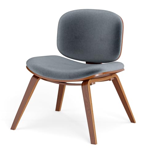 GIANTEX Esszimmerstuhl, gepolsterter Küchenstuhl mit Rückenlehne & massiver Holzrahmen, Schminkstuhl ohne Armlehnen, für Küche, Esszimmer, Küche & Wohnzimmer (Braun + Blau) von GIANTEX