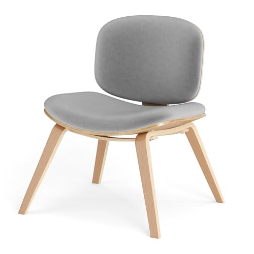 GIANTEX Esszimmerstuhl, gepolsterter Küchenstuhl mit Rückenlehne & massiver Holzrahmen, Schminkstuhl ohne Armlehnen, für Küche, Esszimmer, Küche & Wohnzimmer (Natur + Grau) von GIANTEX