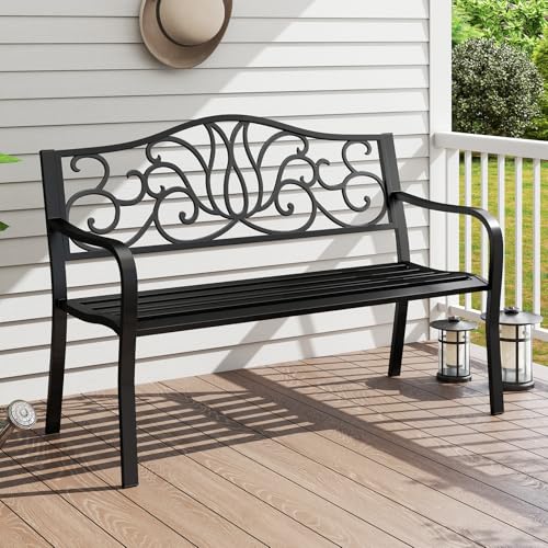 GIANTEX Gartenbank Metall Wetterfest, Sitzbank Outdoor Bank 2 Sitzer, Bank Balkon mit Rückenlehne & Armlehnen, Metallbank bis 300 kg belastbar, Parkbank Terrassenbank Verandabank, 127 x 61,5 x 89 cm GIANTEX Gartenbank Metall Wetterfest, Sitzbank Outdoor Bank 2 Sitzer, Bank Balkon mit Rückenlehne & Armlehnen, Metallbank bis 300 kg belastbar, Parkbank Terrassenbank Verandabank, 127 x 61,5 x 89 cm von GIANTEX