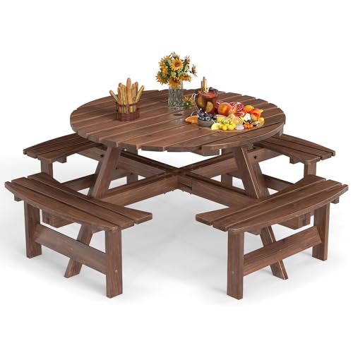 GIANTEX Gartenmöbel Set Holz 8 Personen, Garten Sitzgruppe 4 Bänken & 1 Gartentisch, Picknicktisch mit Schirmloch, Terrassenmöbel Outdoor, Bierbankgarnitur Biertischgarnitur Massiv Tannenholz GIANTEX Gartenmöbel Set Holz 8 Personen, Garten Sitzgruppe 4 Bänken & 1 Gartentisch, Picknicktisch mit Schirmloch, Terrassenmöbel Outdoor, Bierbankgarnitur Biertischgarnitur Massiv Tannenholz von GIANTEX