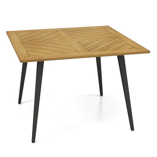 GIANTEX Gartentisch, quadratischer Esstisch aus Akazienholz, Balkontisch mit 5 cm Schirmloch, Outdoor Tisch mit Metallbeinen, 107 × 107 × 75 cm Terrassentisch für Garten, Balkon, Terrasse GIANTEX Gartentisch, quadratischer Esstisch aus Akazienholz, Balkontisch mit 5 cm Schirmloch, Outdoor Tisch mit Metallbeinen, 107 × 107 × 75 cm Terrassentisch für Garten, Balkon, Terrasse von GIANTEX