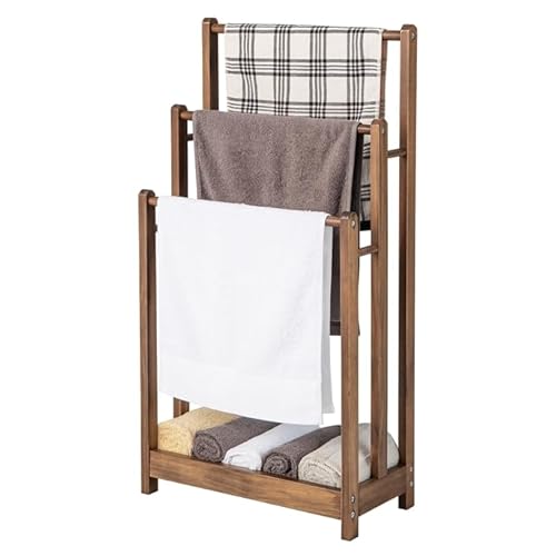 GIANTEX Handtuchständer, Handtuchhalter Stehend mit Stangen, Badetuchhalter ohne Bohren, 45 x 22 x 86 cm, Platzsparender Badetuchständer für Tücher, Kleidung & Decken (Braun) von GIANTEX