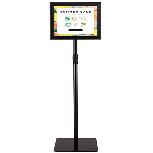 GIANTEX Infoständer DIN A4, Plakathalter höhenverstellbar & drehbar, Präsentationsständer mit transparenter PVC-Abdeckung, Informationsständer Hoch- & Querformat, Werbeständer mit Fußplatte von GIANTEX
