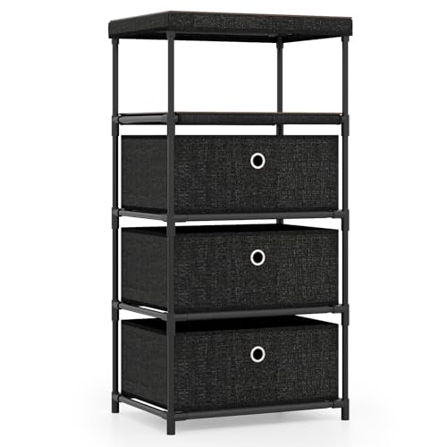 GIANTEX Kommode mit 3 Schubladen, Stoffkommode mit 2 Holzablagen, Stoff Schubladenschrank mit Metallrahmen, Sideboard mit klappbaren Stoffschubladen, Komodenschrank Aufbewahrungskommode, 40x30x81 cm GIANTEX Kommode mit 3 Schubladen, Stoffkommode mit 2 Holzablagen, Stoff Schubladenschrank mit Metallrahmen, Sideboard mit klappbaren Stoffschubladen, Komodenschrank Aufbewahrungskommode, 40x30x81 cm von GIANTEX