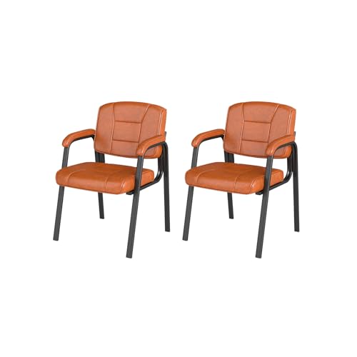 GIANTEX Konferenzstuhl 2er Set, Besucherstühle mit Rückenlehne & Armlehnen, Bürostühle aus Kunstleder & Metall, Wartezimmerstühle bis zu 180 kg belastbar für Büro, Konferenzraum (Braun) von GIANTEX