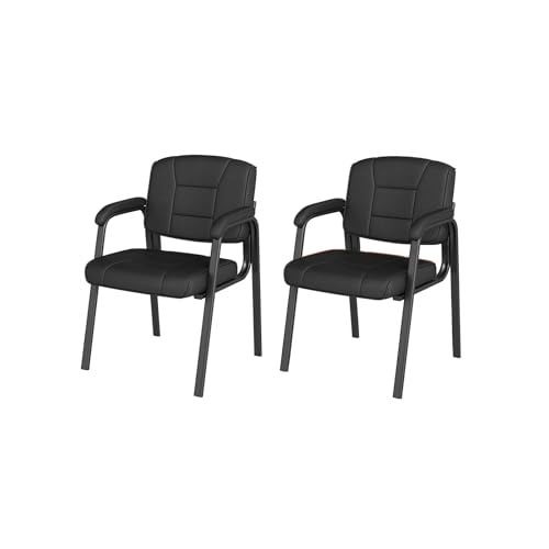 GIANTEX Konferenzstuhl 2er Set, Besucherstühle mit Rückenlehne & Armlehnen, Bürostühle aus Kunstleder & Metall, Wartezimmerstühle bis zu 180 kg belastbar für Büro, Konferenzraum (Schwarz) von GIANTEX