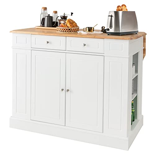 GIANTEX Küchenschrank mit erweiterbarer Arbeitsplatte, Kücheninsel Holz, Sideboard Beistellschrank Esszimmerschrank mit Schubladen & Schrank & Ablageregal, Aufbewahrungsschrank 120x61x92 cm von GIANTEX