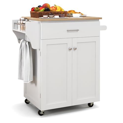 GIANTEX Küchenwagen mit Arbeitsplatte, Servierwagen mit Rollen, Küchenschrank mit Schublade & verstellbarem Regal, Rollwagen Küche mit Handtuchhalter, Mobile Kücheninsel, Küchentrolley Holz 83x48x91cm GIANTEX Küchenwagen mit Arbeitsplatte, Servierwagen mit Rollen, Küchenschrank mit Schublade & verstellbarem Regal, Rollwagen Küche mit Handtuchhalter, Mobile Kücheninsel, Küchentrolley Holz 83x48x91cm von GIANTEX