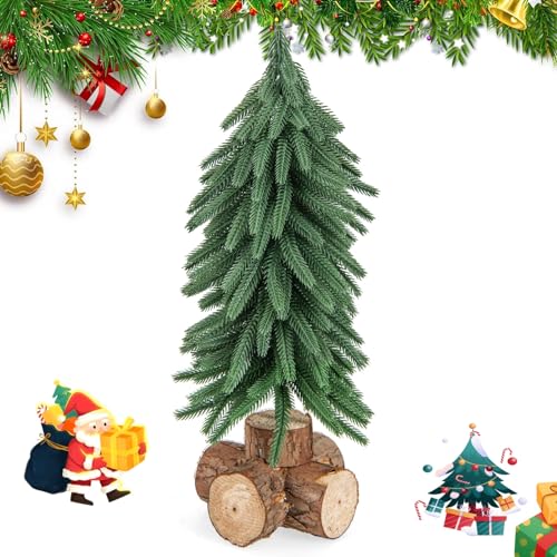 GIANTEX 40 cm künstlicher Weihnachtsbaum klein, Mini Tannenbaum Tisch Deko Baum mit Massivholzbasis, Christmas Tree Christbaum Weihnachten, Kunstbaum Kunsttanne 200 Zweige PE Nadeln grün für Haus Büro von GIANTEX