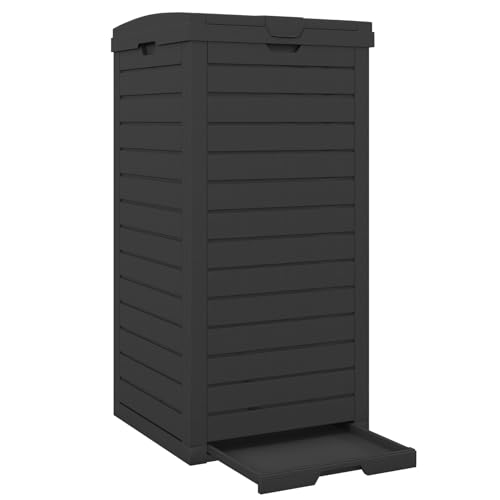 GIANTEX Mülleimer groß 118L, Abfalleimer mit Deckel & Griff, Mülltonne Abfalltonne Garten, Abfallcontainer mit ausziehbarer Auffangschale, wasserdichter Müllbehälter Müllcontainer für Terrasse Veranda von GIANTEX