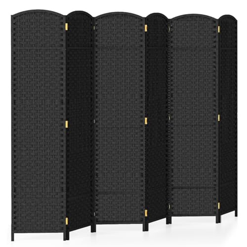 GIANTEX Paravent Raumteiler innen Trennwand Sichtschutz 6 teilig 240 x 170 cm Raumtrenner klappbar Spanische Wand Holzrahmen freistehend Stellwand mit handgewebter Textur Room Divider Privatschutz von GIANTEX