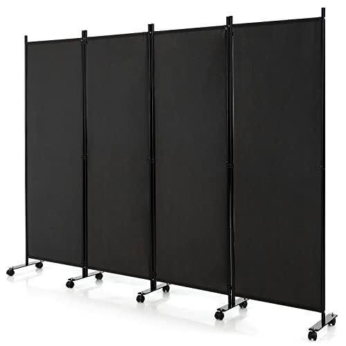 GIANTEX Paravent Raumteiler innen auf Rollen Trennwand Sichtschutz 4 teilig 225x173 cm Raumtrenner klappbar Spanische Wand freistehend mit Breiten Füßen Stellwand aus Stoff Privatschutz GIANTEX Paravent Raumteiler innen auf Rollen Trennwand Sichtschutz 4 teilig 225x173 cm Raumtrenner klappbar Spanische Wand freistehend mit Breiten Füßen Stellwand aus Stoff Privatschutz von GIANTEX