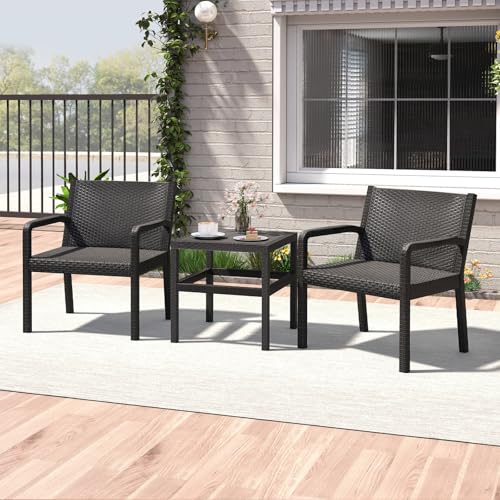 GIANTEX Rattan Gartenmöbel Set, Balkonmöbel Kleiner Balkon, Terrassenmöbel Outdoor Wetterfest aus PP, Balkonset 2 Personen, Balkonmöbel Set 3 teilig 2 Sessel & Tisch, Garten Sitzgruppe Möbelsets GIANTEX Rattan Gartenmöbel Set, Balkonmöbel Kleiner Balkon, Terrassenmöbel Outdoor Wetterfest aus PP, Balkonset 2 Personen, Balkonmöbel Set 3 teilig 2 Sessel & Tisch, Garten Sitzgruppe Möbelsets von GIANTEX