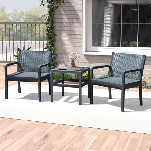 GIANTEX Rattan Gartenmöbel Set, Balkonmöbel Kleiner Balkon, Terrassenmöbel Outdoor Wetterfest aus PP, Balkonset 2 Personen, Balkonmöbel Set 3 teilig 2 Sessel & Tisch, Garten Sitzgruppe Möbelsets GIANTEX Rattan Gartenmöbel Set, Balkonmöbel Kleiner Balkon, Terrassenmöbel Outdoor Wetterfest aus PP, Balkonset 2 Personen, Balkonmöbel Set 3 teilig 2 Sessel & Tisch, Garten Sitzgruppe Möbelsets von GIANTEX