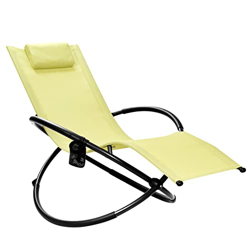 GIANTEX Relaxliege Schaukelliege Schaukelstuhl, 2 in 1 klappbarer Sitz- und Liegestuhl, mit Kopfstütze & Getränkehalter, Sonnenliege Gartenliege Metallrahmen, Schwingliege für Balkon (Grün) von GIANTEX