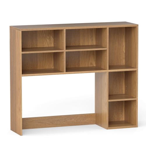 GIANTEX Schreibtisch Regal, Tischregal mit Würfeln, 94 x 25 x 79 cm Aufbewahrungsregal mit 3 verstellbare Regale & 2 Kipp-Schutzsets, Schreibtischregal für Büro, Schlafzimmer (Natur) von GIANTEX