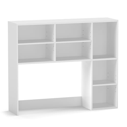 GIANTEX Schreibtisch Regal, Tischregal mit Würfeln, 94 x 25 x 79 cm Aufbewahrungsregal mit 3 verstellbare Regale & 2 Kipp-Schutzsets, Schreibtischregal für Büro, Schlafzimmer (Weiß) von GIANTEX