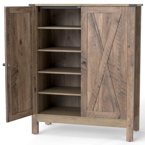 GIANTEX Schuhschrank mit 5 Ebenen & 2 Türen, Holz Schuhregal für den Eingangsbereich, Schmaler Schrank für Schuhen mit Verstellbaren Ablagen & Kippschutzvorrichtungen, 80 x 35,5 x 100,5 cm (Grau) GIANTEX Schuhschrank mit 5 Ebenen & 2 Türen, Holz Schuhregal für den Eingangsbereich, Schmaler Schrank für Schuhen mit Verstellbaren Ablagen & Kippschutzvorrichtungen, 80 x 35,5 x 100,5 cm (Grau) von GIANTEX