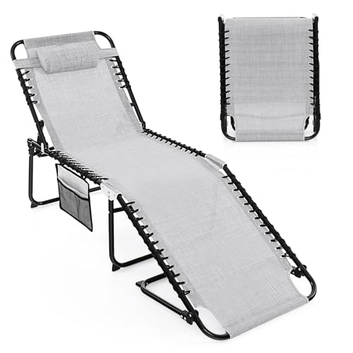 GIANTEX Sonnenliege klappbar Gartenliege, Campingliege Strandliege Verstellbarer Rückenlehne & Kopfstütze, Liegestuhl Liegesessel mit Seitentasche, Liege Reiseliege Relaxliege bis 150 kg belastbar GIANTEX Sonnenliege klappbar Gartenliege, Campingliege Strandliege Verstellbarer Rückenlehne & Kopfstütze, Liegestuhl Liegesessel mit Seitentasche, Liege Reiseliege Relaxliege bis 150 kg belastbar von GIANTEX