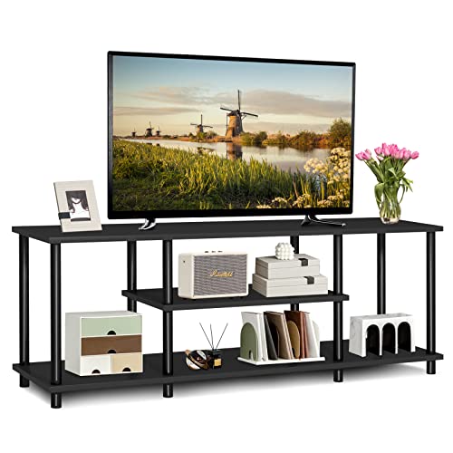 GIANTEX TV-Schrank TV-Board, Fernsehschrank Fernsehtisch für Fernseher bis zu 50 Zoll, Lowboard TV Kommode, Offenes Fach, TV Lowboard Sideboard 110x29,5x40,5 cm (Schwarz) von GIANTEX